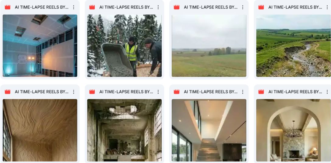 Actual AI Timelapse Reels Google Drive grid view